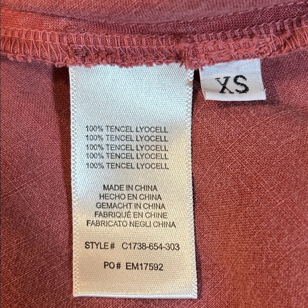 Cloth & Stone Women’s Fringed Ruffle Hem Terracotta Button-Down Shirt Size XS - Picture 4 of 6